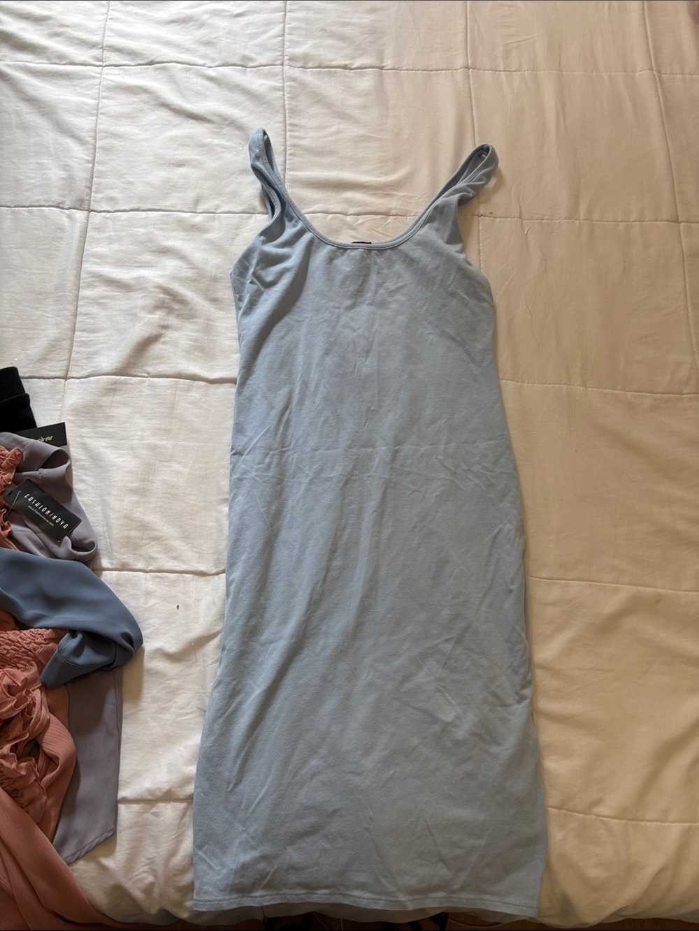 Scoop Neck Light Blue Slip Dress - Women